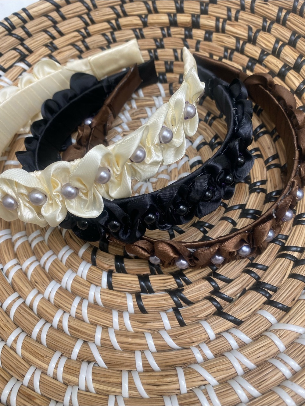 Satin Pearl-Accent Headband - Choose 1